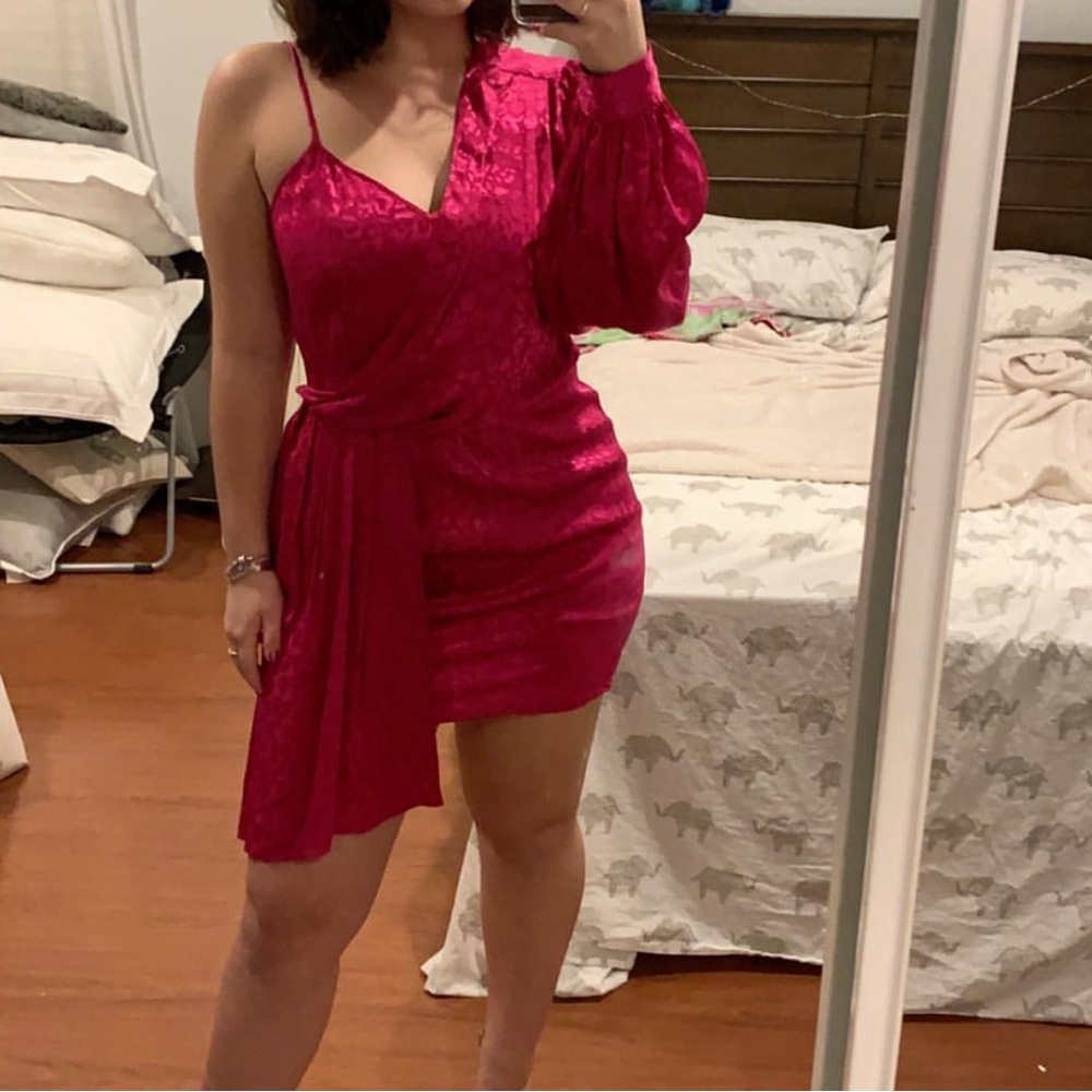 Pink One Sleeve Party Dress